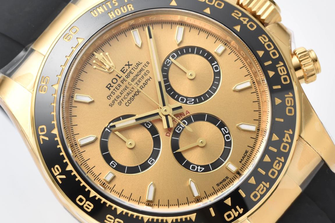 Clean Factory Watch Rolex Daytona 126518 Yellow Gold Case Golden Dial and Black Counter Rings Oysterflex Strap 4131 Movement 03 Clean Factory Watch Rolex Daytona 126518 Yellow Gold Case Golden Dial and Black Counter Rings Oysterflex Strap 4131 Movement 03