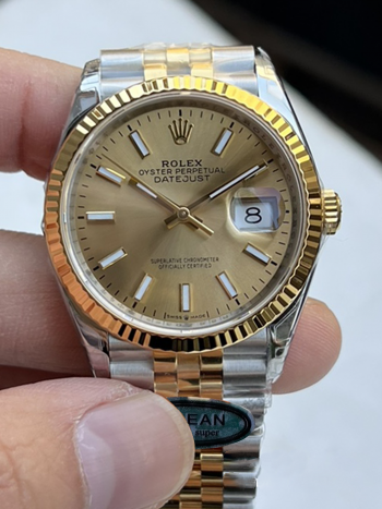 Clean Factory Datejust 41 M126333 0010 Yellow Gold Dial Yellow Gold Fluted Bezel Yellow Gold and Steel Jubilee Bracelet SH3235 Movement 000