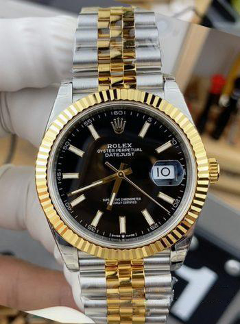 Clean Factory Watch Datejust 126333 41mm Black Dial Oystersteel and Yellow Gold Jubilee Bracelet Gold Fluted Bezel SH3235 Movement 00