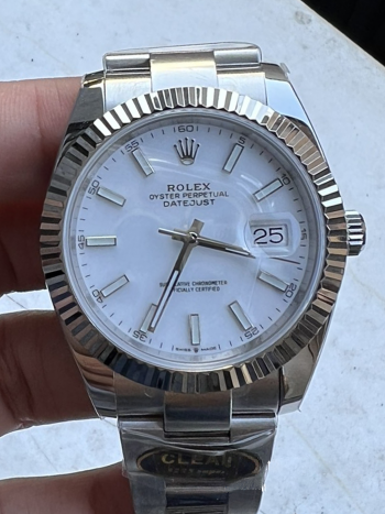 Clean Factory Watch Rolex Datejust 41 126334 White Dial Luminous Hour Markers Oyster Bracelet SH3235 Movement 72 Hours Power Reserve 00