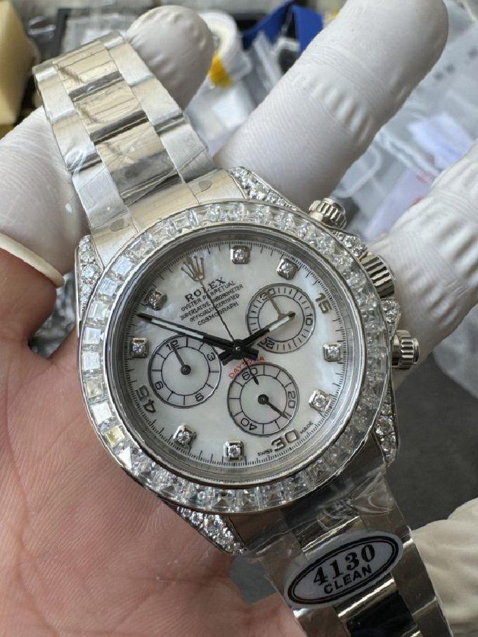 Premium Customized Daytona 116589 MOP Dial Diamonds Hour Markers Diamonds Case and Bezel Based on Clean Factory DD4130 Movement 03 Premium Customized Daytona 116589 MOP Dial Diamonds Hour Markers Diamonds Case and Bezel Based on Clean Factory DD4130 Movement 03