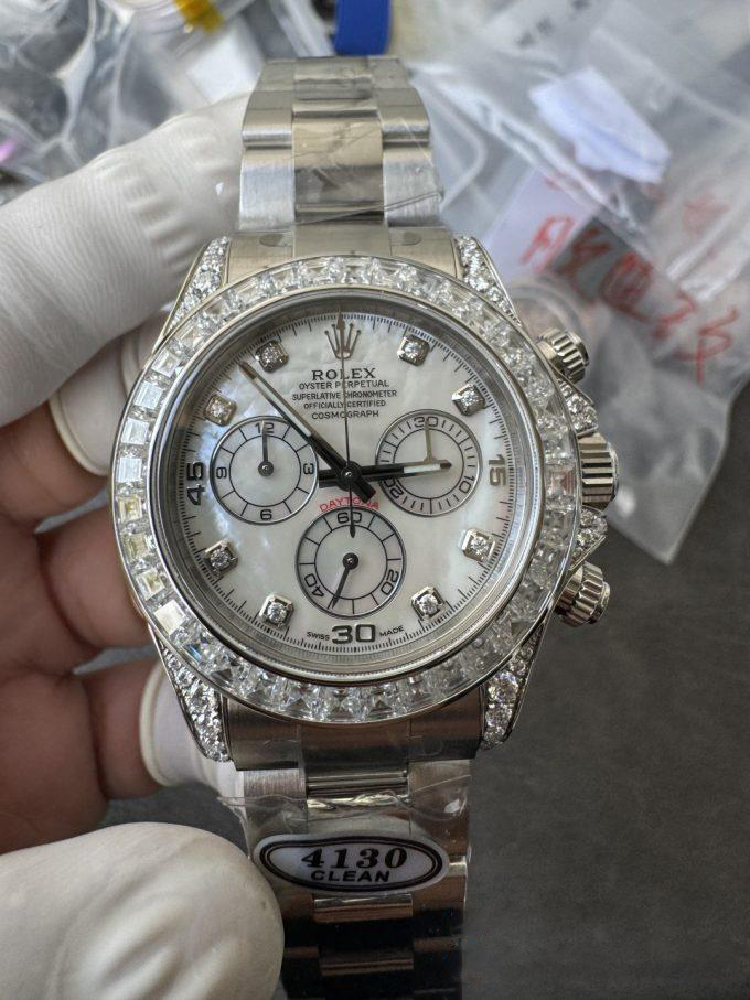 Premium Customized Daytona 116589 MOP Dial Diamonds Hour Markers Diamonds Case and Bezel Based on Clean Factory DD4130 Movement 04 Premium Customized Daytona 116589 MOP Dial Diamonds Hour Markers Diamonds Case and Bezel Based on Clean Factory DD4130 Movement 04