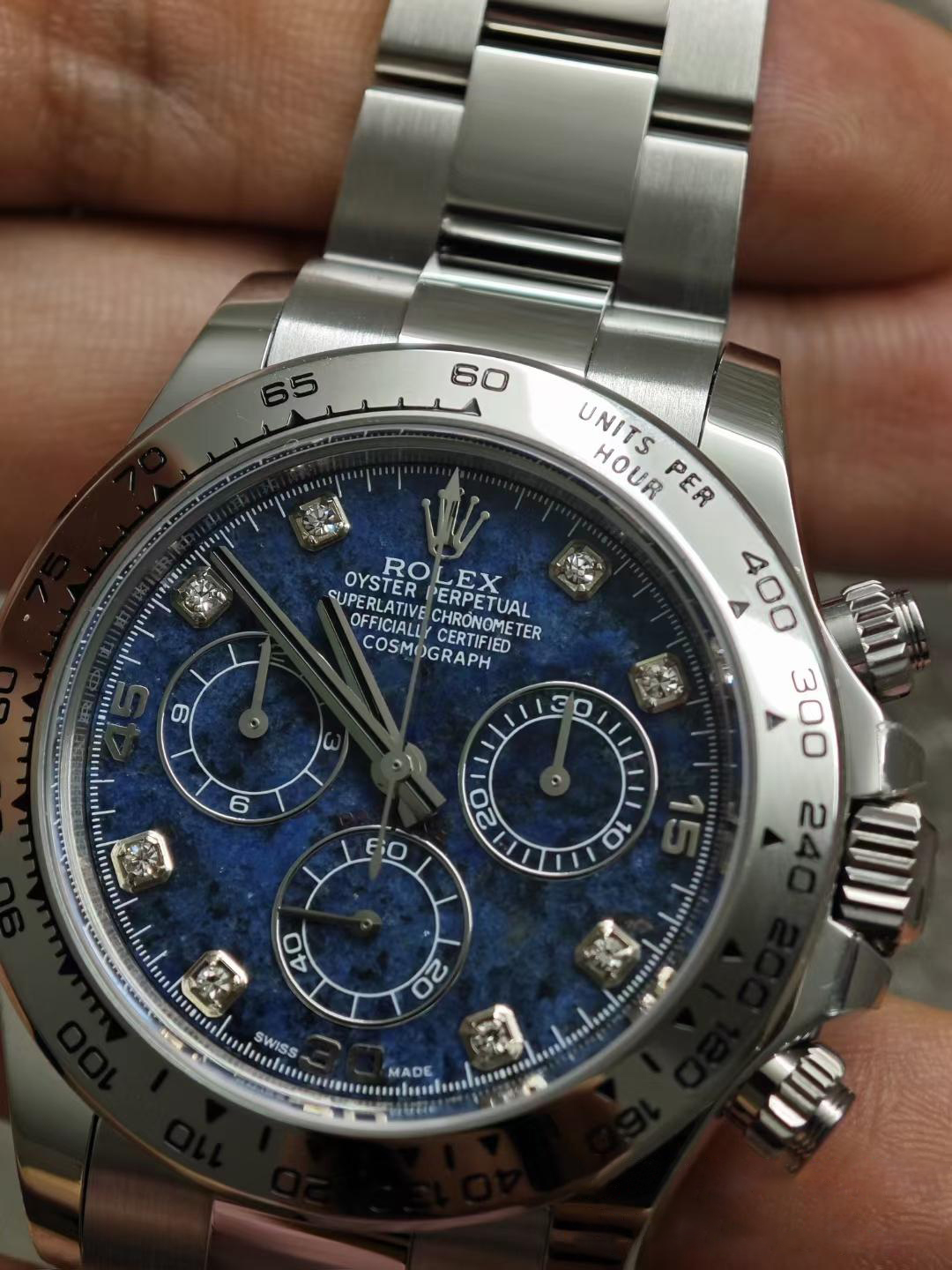 Clean Factory Daytona 116519 Blue Sodalite Dial wtih Diamonds Indexes Based Super Clone DanDong 4130 Movement Oyster Bracelet 03 Clean Factory Daytona 116519 Blue Sodalite Dial wtih Diamonds Indexes Based Super Clone DanDong 4130 Movement Oyster Bracelet 03