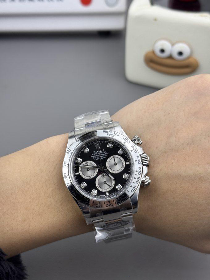 Clean Factory Watches Rolex Daytona 126509 Black Dial Diamonds Hour Markers Silver Chrono Sub Dial 904L Steel Case Oyster Bracelet SH4131 Movement 06 Clean Factory Watches Rolex Daytona 126509 Black Dial Diamonds Hour Markers Silver Chrono Sub Dial 904L Steel Case Oyster Bracelet SH4131 Movement 06