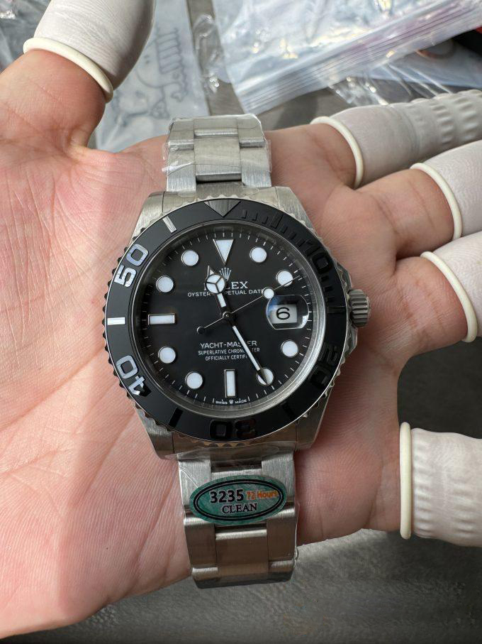 Clean Factory Watches Yacht Master 226627 Titanium Case and Bracelet Black Dial Black Ceramic Bezel Blue Luminous Hour Markers ShangHai 3235 Movement 06 Clean Factory Watches Yacht Master 226627 Titanium Case and Bracelet Black Dial Black Ceramic Bezel Blue Luminous Hour Markers ShangHai 3235 Movement 06