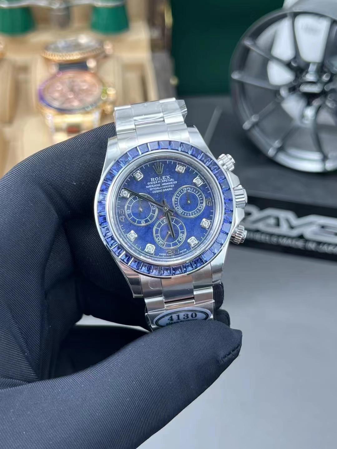 Premium Custom Daytona 116519 Blue Sodalite Dial Diamonds Bezel and Indexes Based on Clean Factory Daytona DD4130 Movement Oyster Bracelet 01 Premium Custom Daytona 116519 Blue Sodalite Dial Diamonds Bezel and Indexes Based on Clean Factory Daytona DD4130 Movement Oyster Bracelet 01