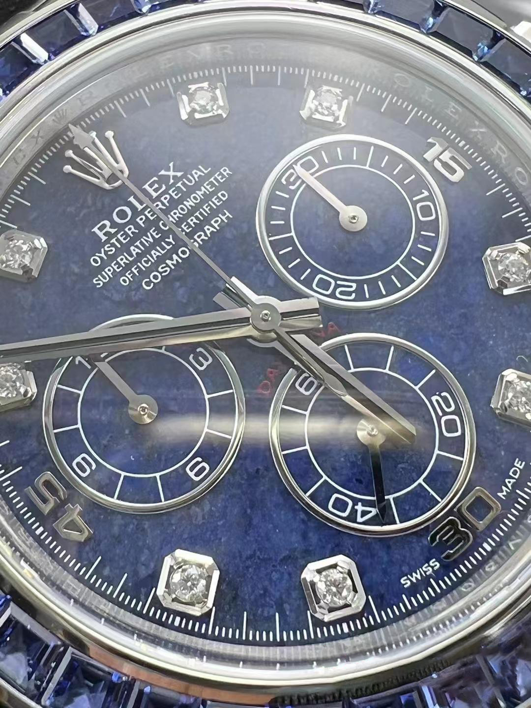 Premium Custom Daytona 116519 Blue Sodalite Dial Diamonds Bezel and Indexes Based on Clean Factory Daytona DD4130 Movement Oyster Bracelet 05 Premium Custom Daytona 116519 Blue Sodalite Dial Diamonds Bezel and Indexes Based on Clean Factory Daytona DD4130 Movement Oyster Bracelet 05